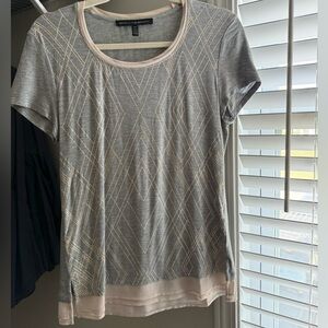 Gray Geometric Patterned Women's Top with sparkles